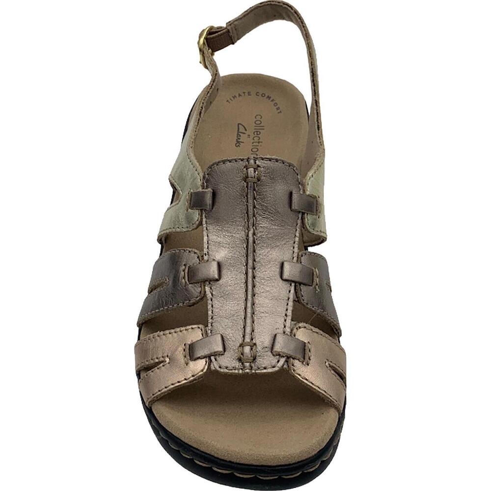 Clarks Collection Leather Sandals Lexi Marigold Metallic Multi - Extra Wide - Picture 3 of 5